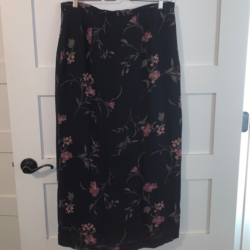 Floral Black Skirt